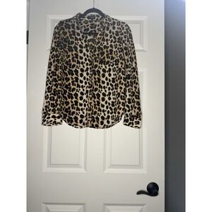 The Limited Ashton Leopard Print Button Up Blouse XS Brown Black